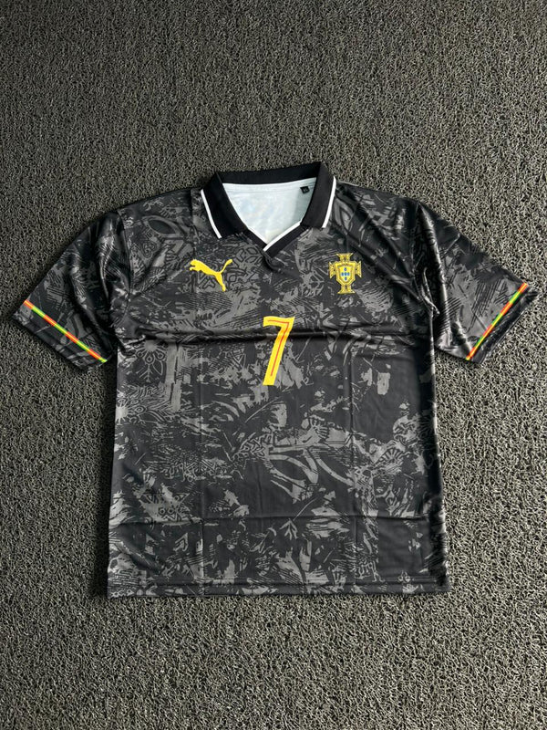 Cristiano Ronaldo #7 Portugal Special Edition Black Football Five Sleeve Jersey