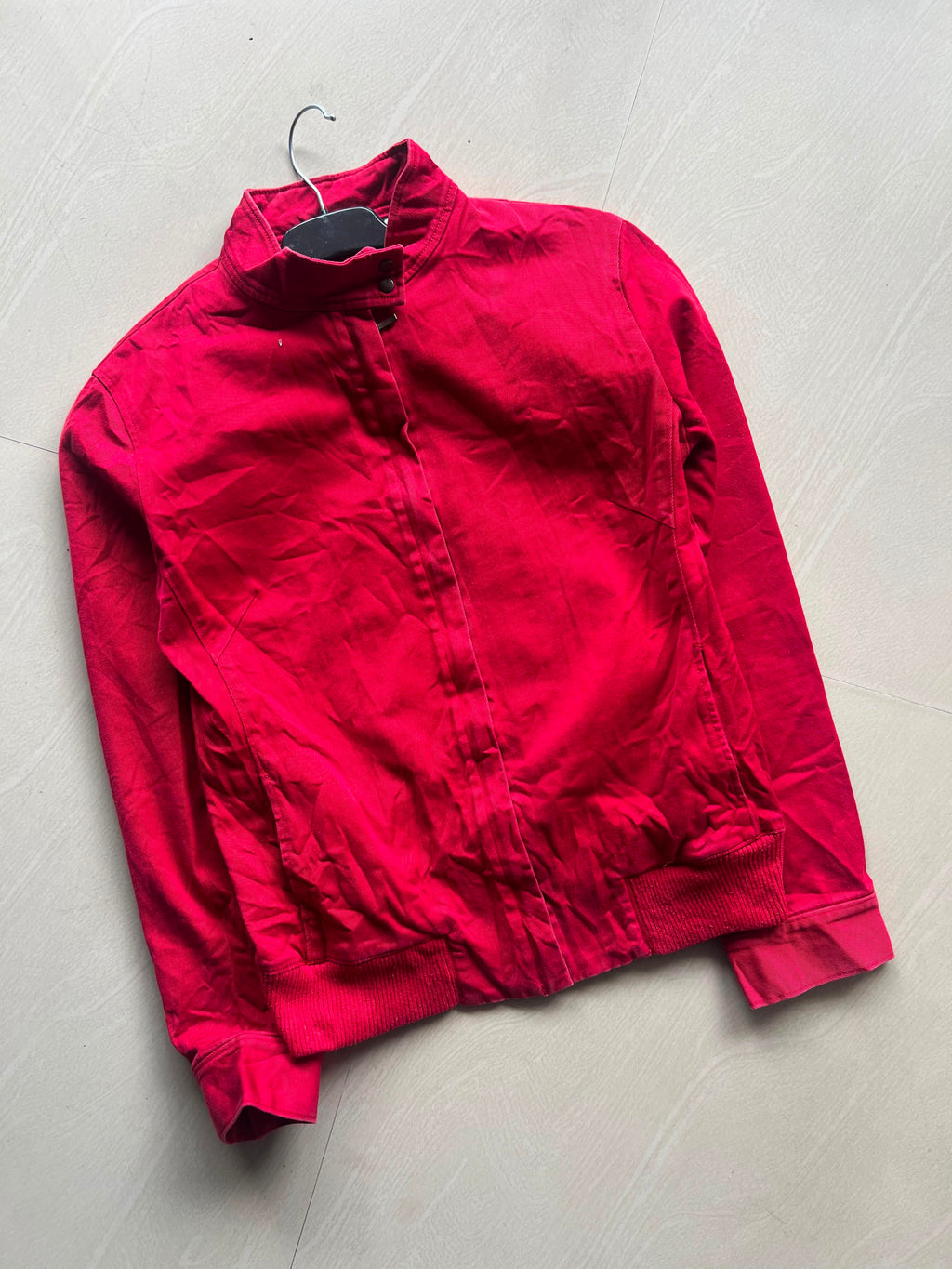 Red Stand Collar Bomber Jacket