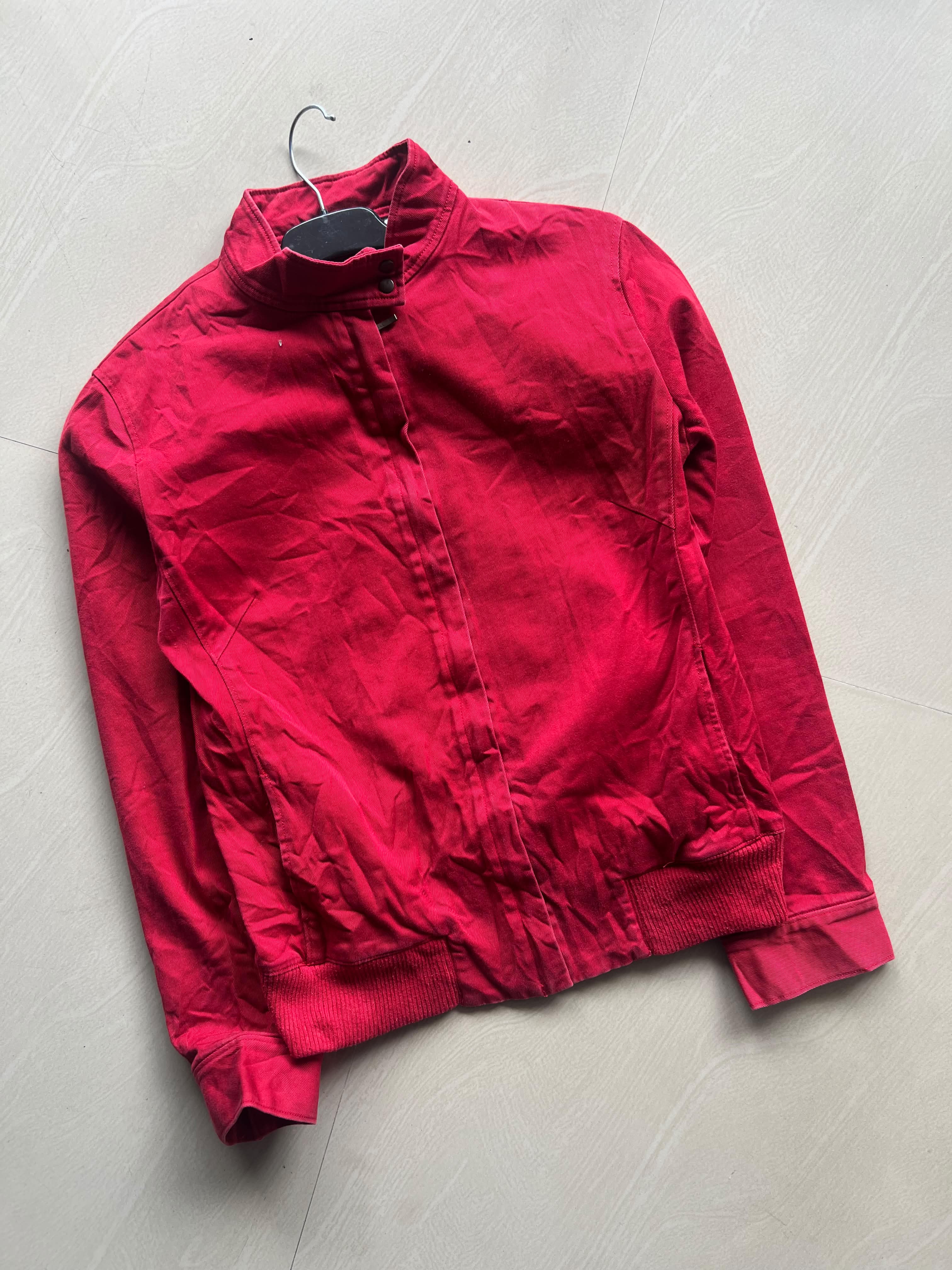 Red Stand Collar Bomber Jacket