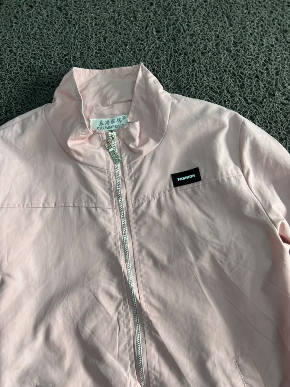 Blush Pink Lightweight Zip-Up Windbreaker Jacket