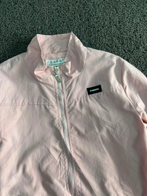 Blush Pink Lightweight Zip-Up Windbreaker Jacket