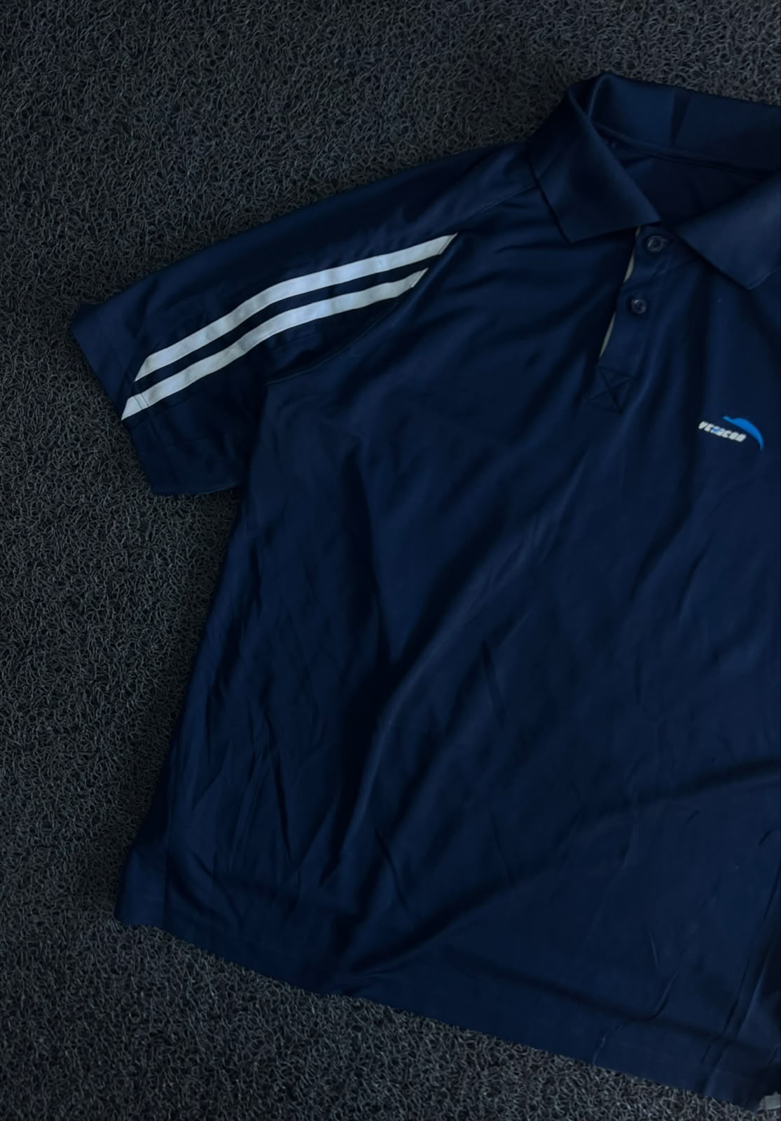 Vintage Polo T-Shirt with White Double Stripe Detail & Sport Logo