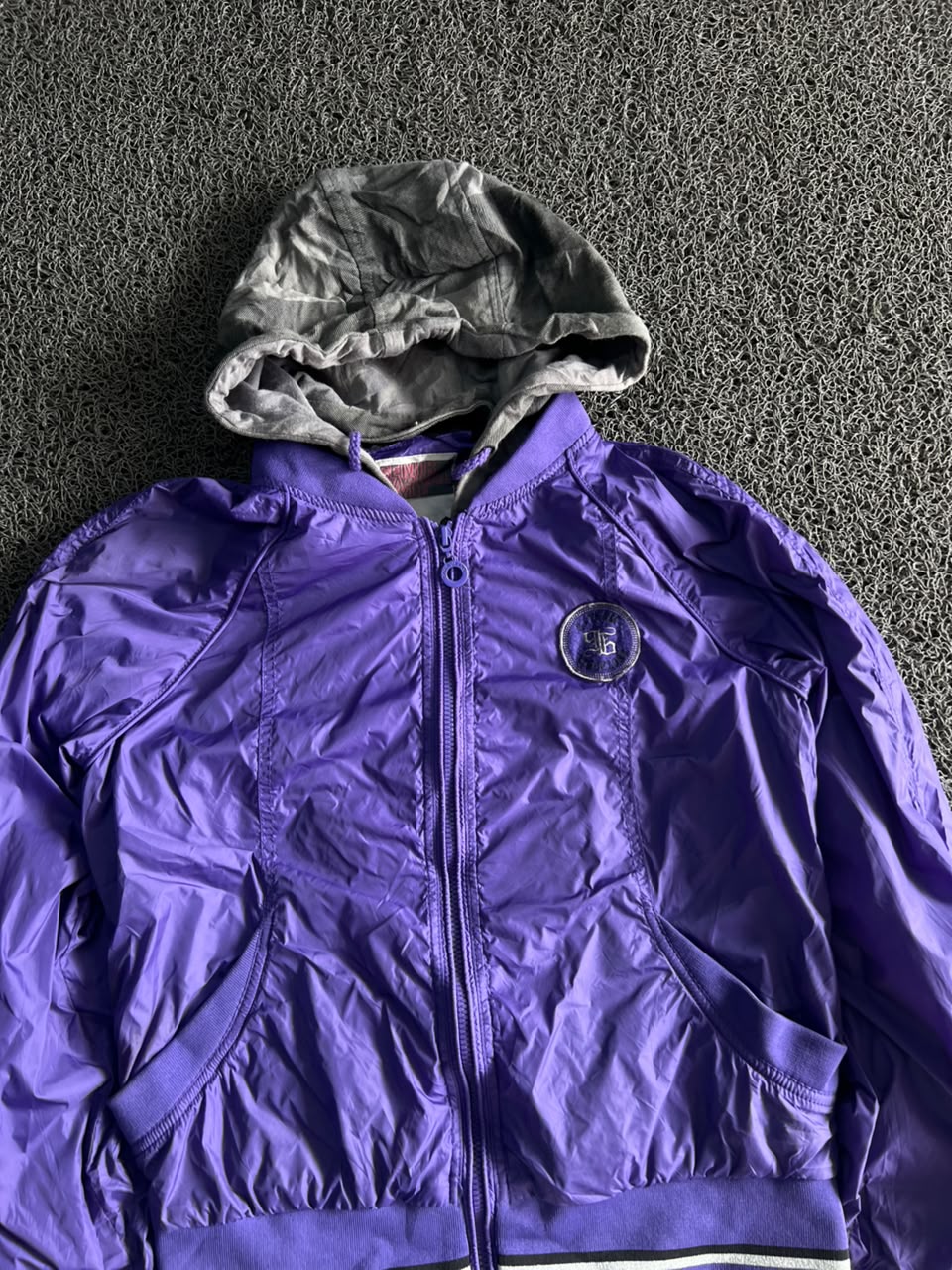 Purple Lightweight Hooded Jacket with Ribbed Hem