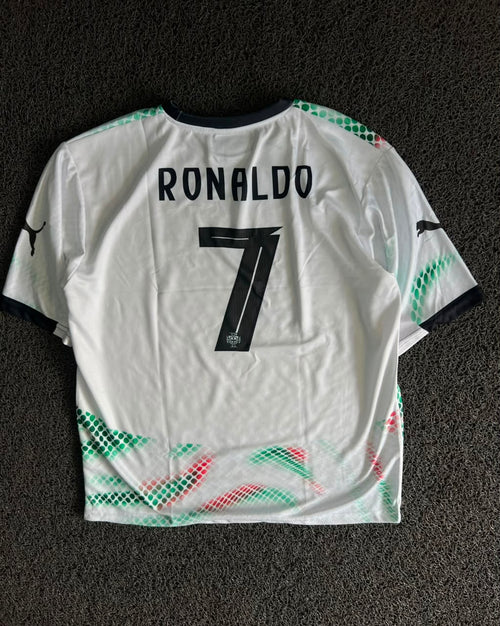 Portugal Cristiano Ronaldo #7 Football Jersey – White Away Edition | Premium Fan Five Sleeve Jersey