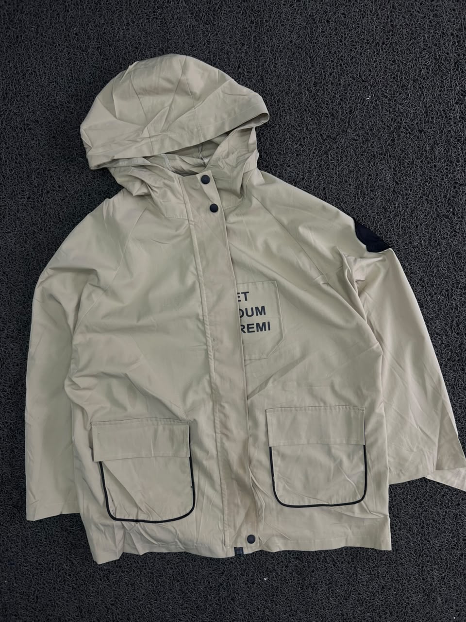 Hooded Utility Rain Jacket – Lightweight Windbreaker with Flap Pockets
