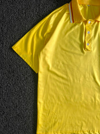 Yellow Textured Polo Shirt with Striped Collar ⚠️ Little Stains