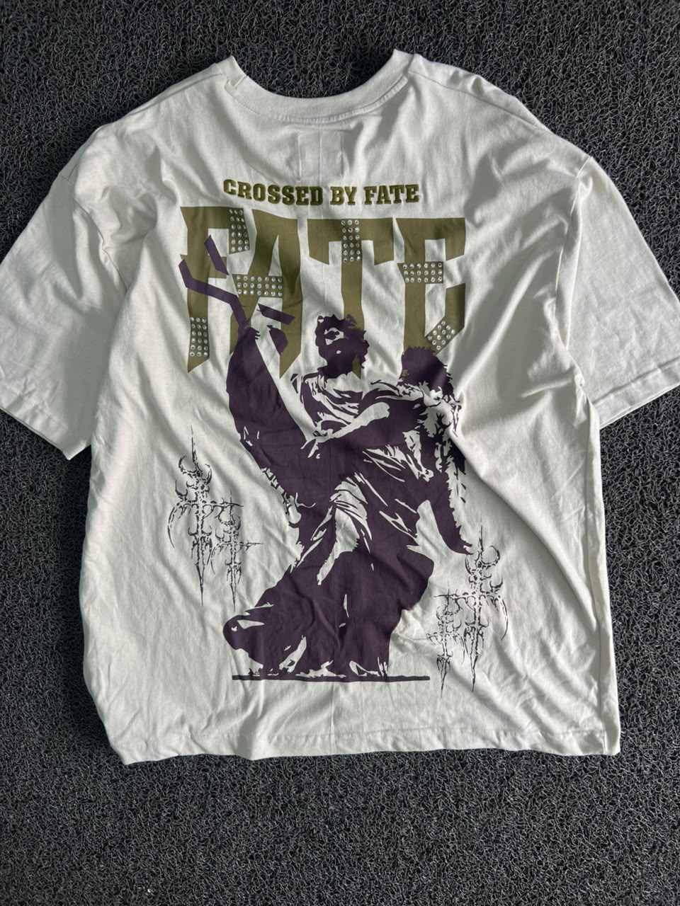 Crossed By Fate Graphic Oversized T-Shirt – White Streetwear Double-Sided Print Tee