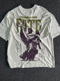 Crossed By Fate Graphic Oversized T-Shirt – White Streetwear Double-Sided Print Tee