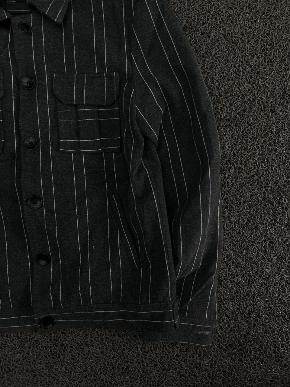 Pinstripe Button-Up Workwear Jacket