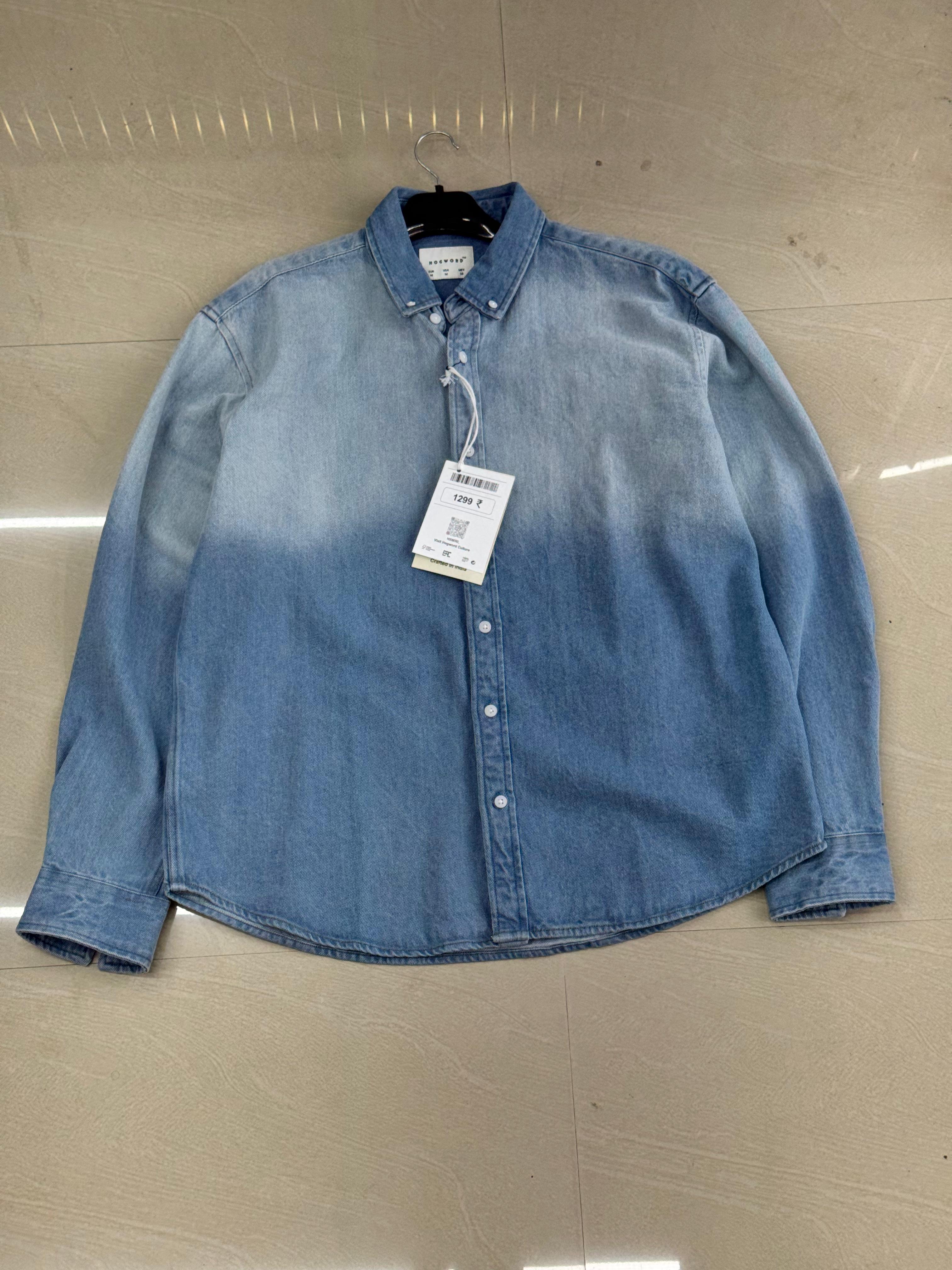 Men's Ombre Wash Denim Button-Down Shirt – Blue