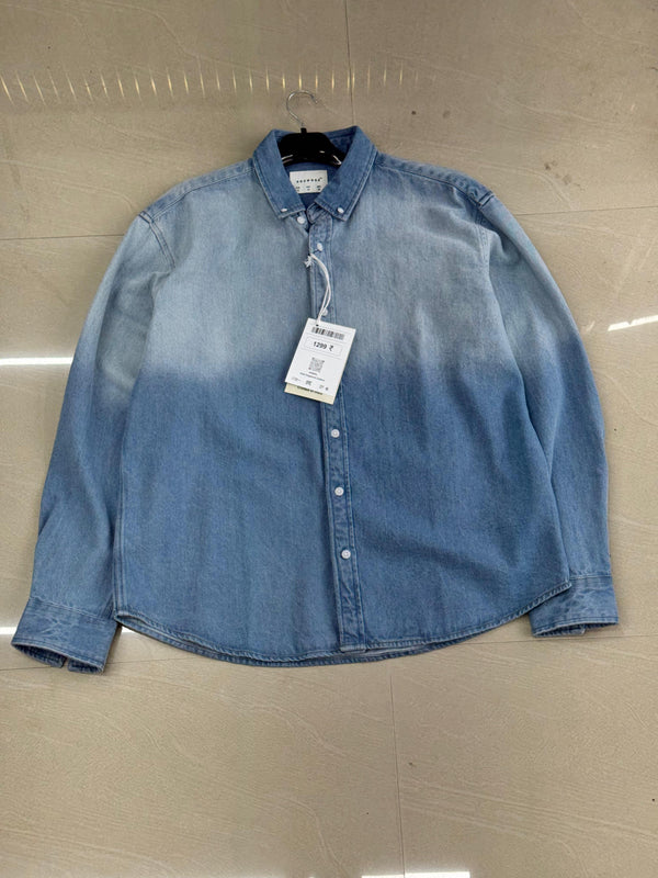 Men's Ombre Wash Denim Button-Down Shirt – Blue