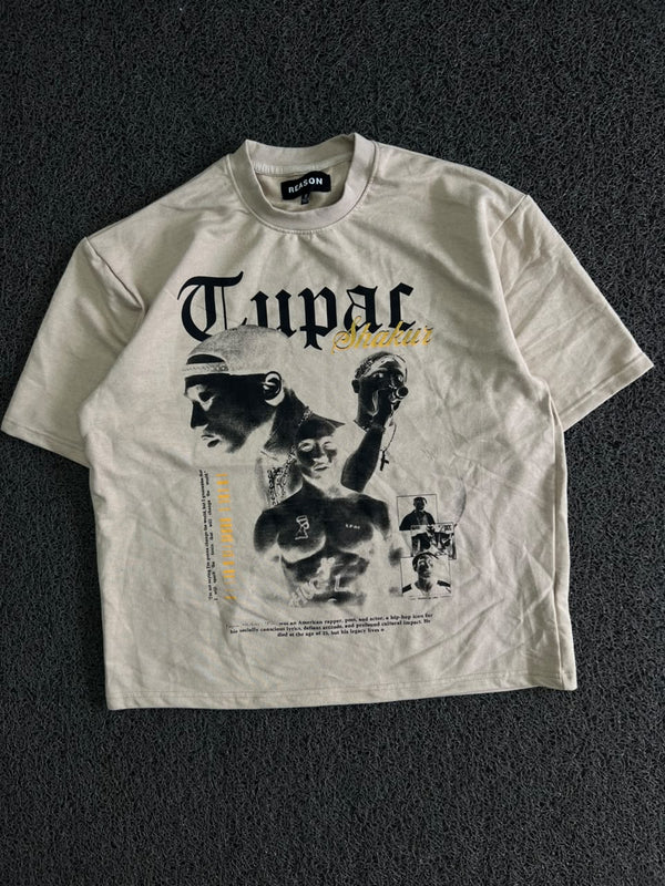 Reason Cream Graphic Print Tupac Shakur T-Shirt