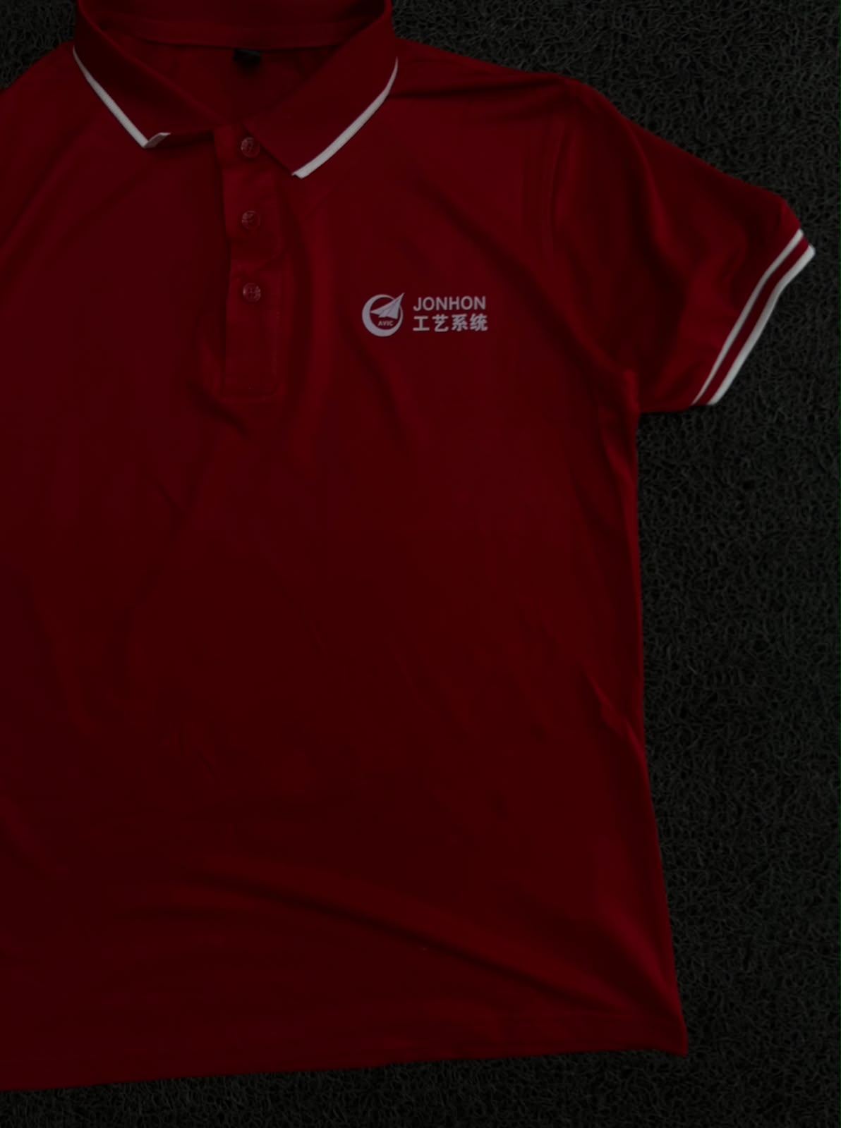 Red Polo T-Shirt with White Contrast Piping & Chest Logo – Short Sleeve