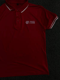 Red Polo T-Shirt with White Contrast Piping & Chest Logo – Short Sleeve
