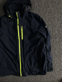 Vintage Hooded Windbreaker Jacket with Neon Green Zipper – Thriftwear