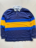 Oversized Full Sleeve Rugby Polo T-Shirt – Striped | Collar Neck