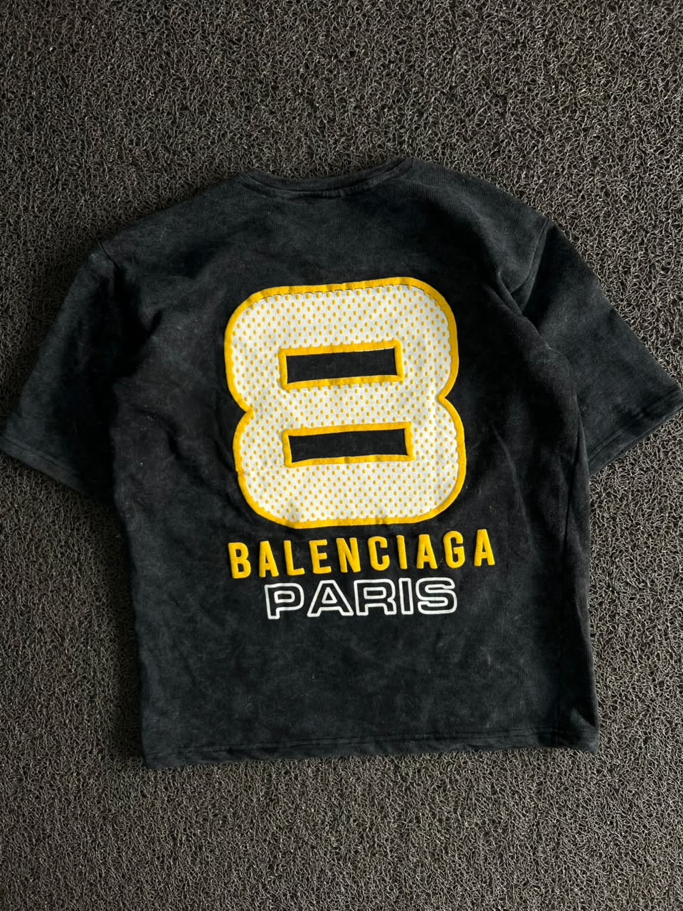 T-Shirt – Yellow & White Number 8 Balenciaga Paris Graphic Print