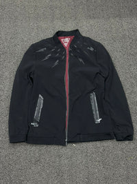 Men's Black Lightning Print Bomber Jacket – Lightweight Full Zip Casual Jacket