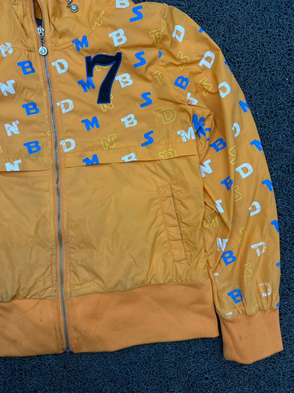 Vintage Yellow Printed Hooded Jacket
