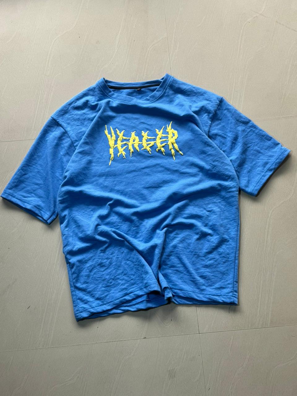 Blue Oversized Graphic Print  T-Shirt