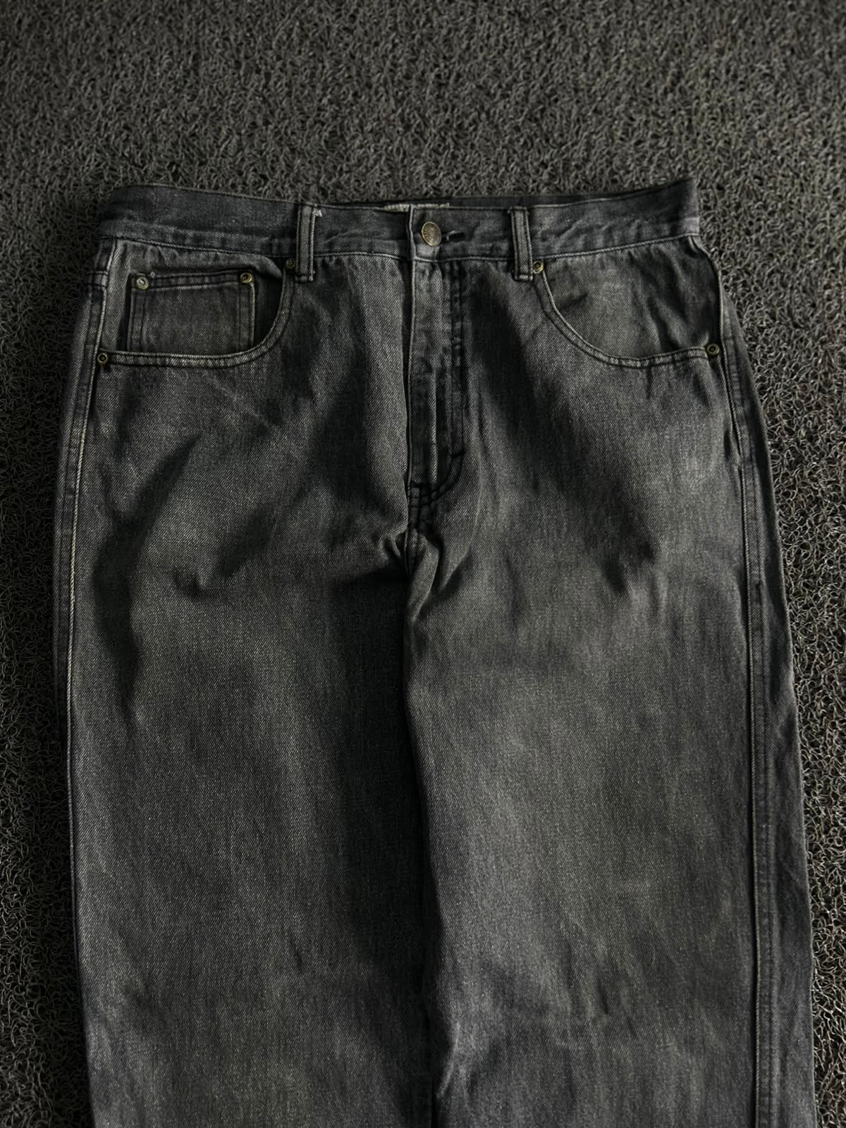 Vintage Washed Black Wide Leg Denim Jeans