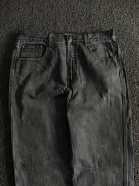 Vintage Washed Black Wide Leg Denim Jeans