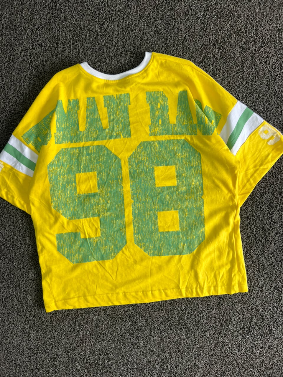 Vintage Yellow "LOITER" Graphic Oversized T-Shirt | Varsity 98 Print | Unisex