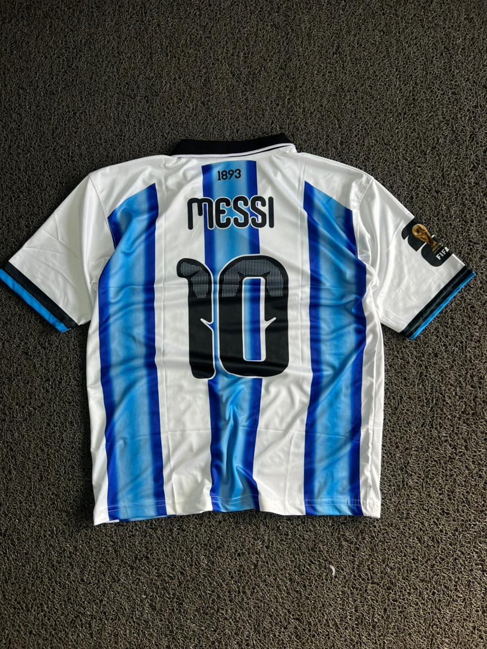Argentina 2024 Anniversary Edition Messi #10 Jersey - Five Sleeve - White/Blue