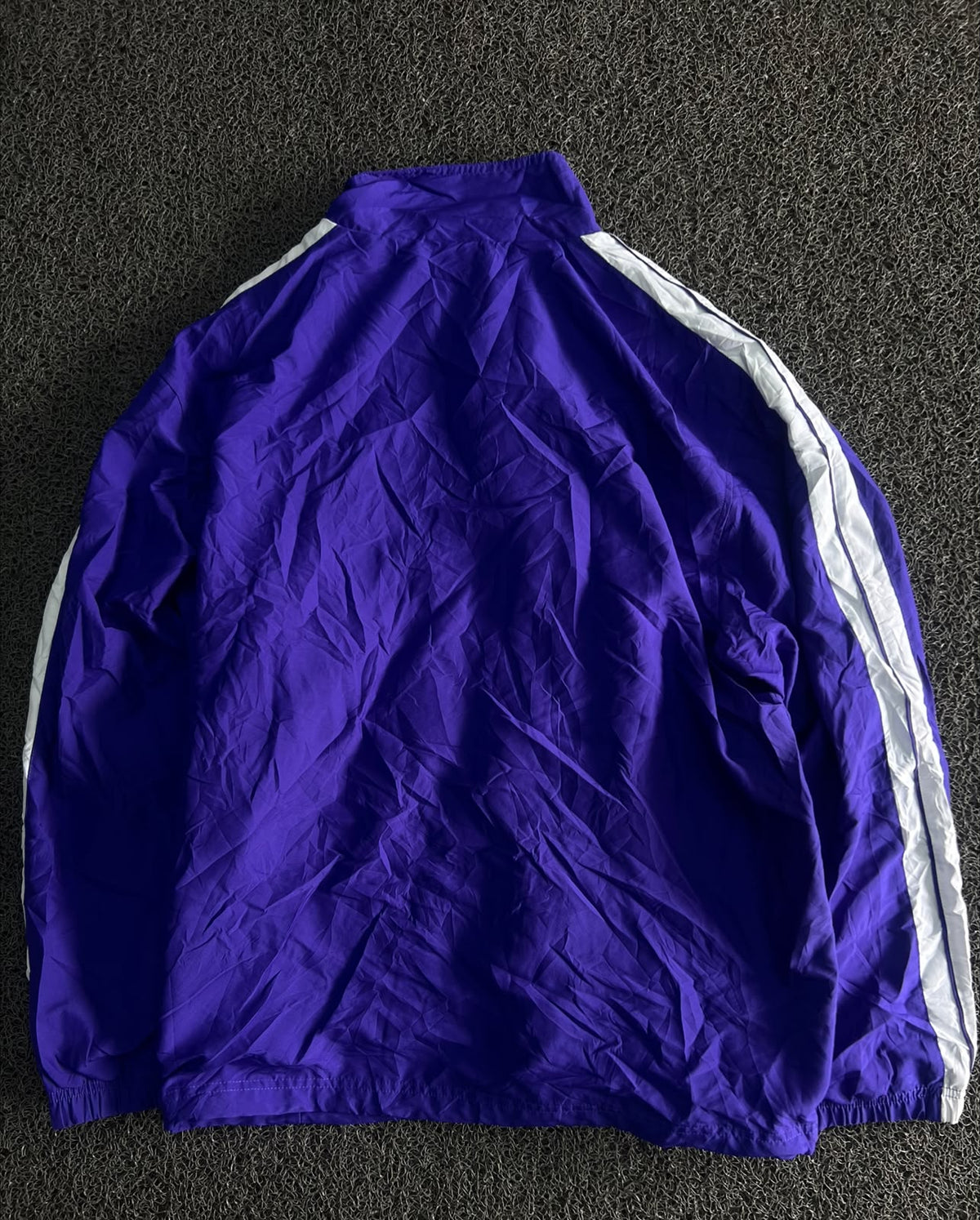 Purple & White Retro Sport Track Jacket with Zip Front