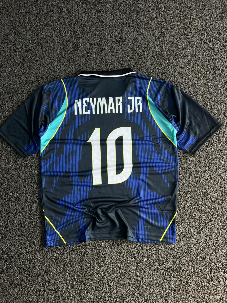 Neymar Jr #10 Blue Graphic Pattern Football Five Sleeve Jersey