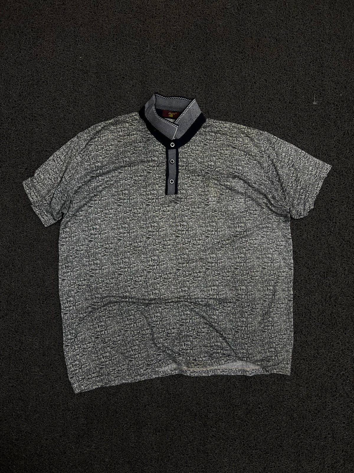 Vintage Textured Pattern Polo T-Shirt