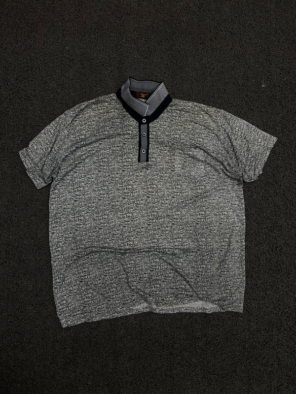 Vintage Textured Pattern Polo T-Shirt