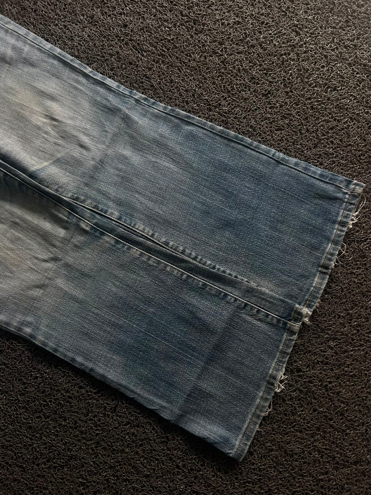 Vintage Washed Blue Denim| Raw Hem | Y2K Casual Style