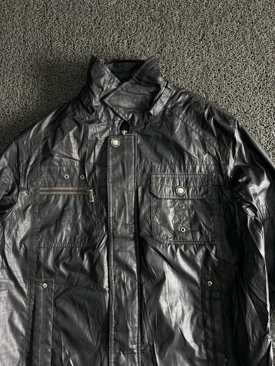 Black Utility Field Jacket – Lightweight Full Zip Multi Pocket Windbreaker (Black)