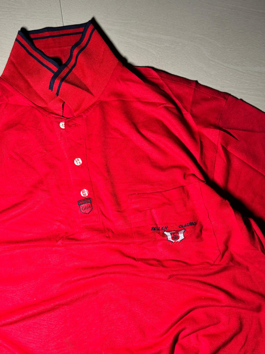 Vintage Red Polo T-Shirt with Embroidered Logo | Classic Casual Fit