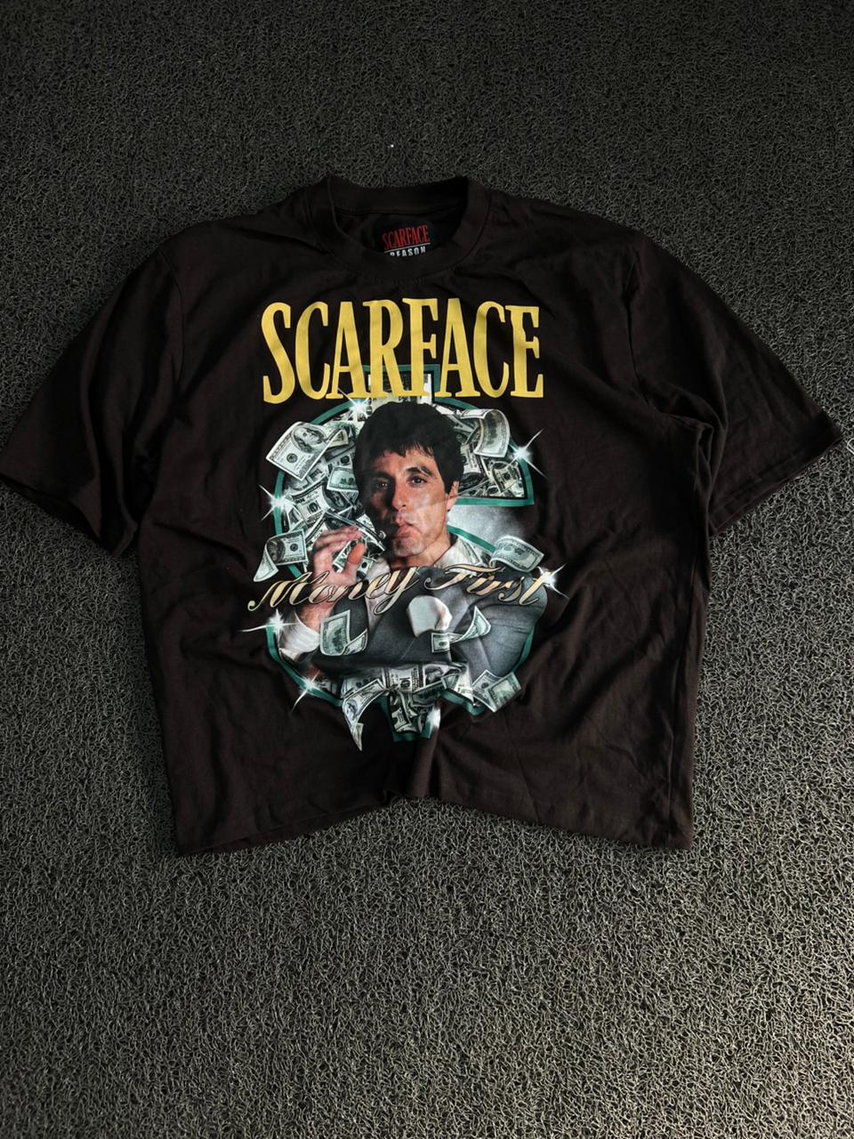 Scarface Money First Graphic Oversized Black T-Shirt