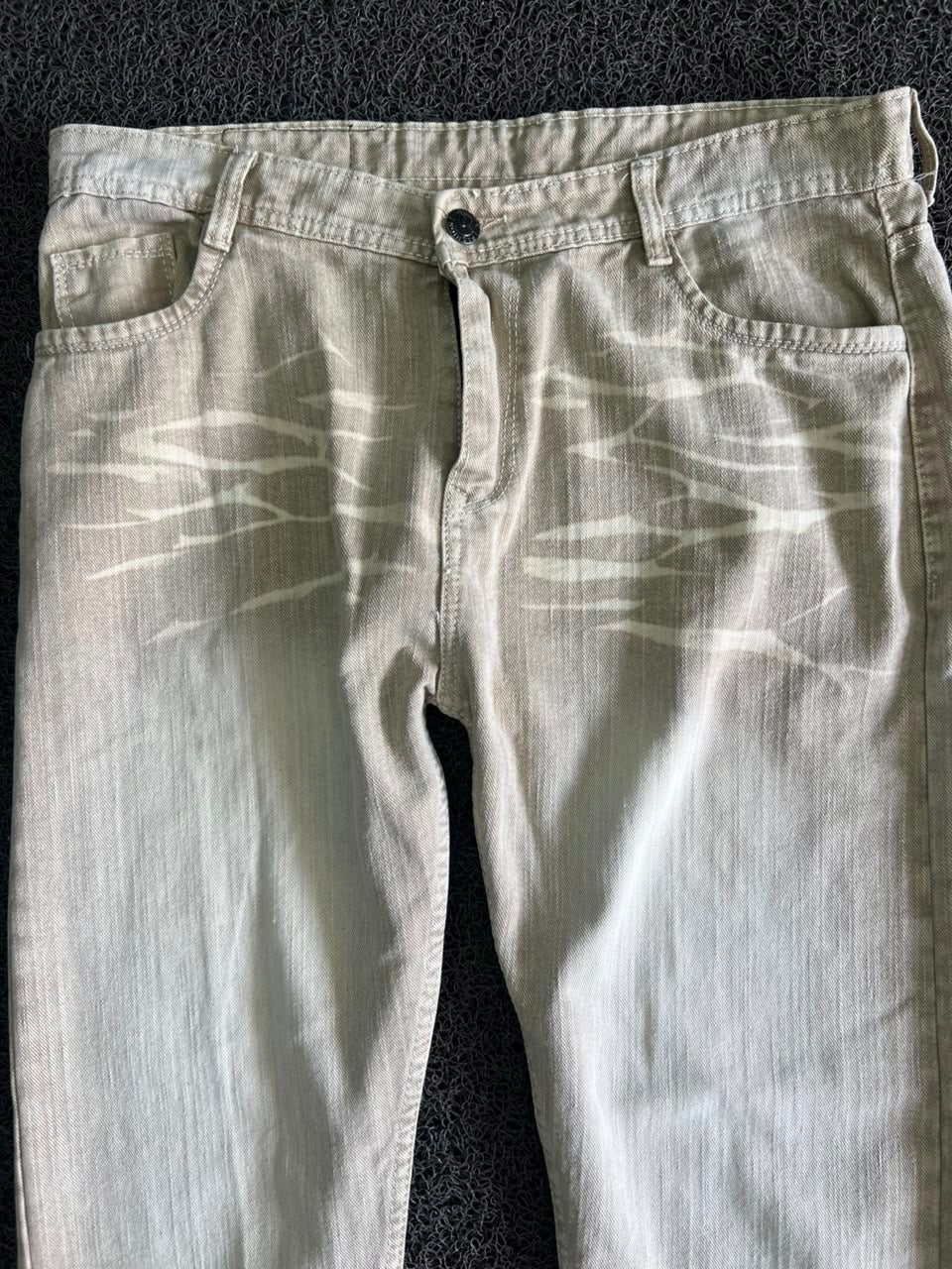 Men's Light Beige Washed Slim Fit Denim Jeans