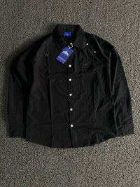 Essentials Embroidery Black Utility Shirt – Button-Up Lightweight Casual Outerwear