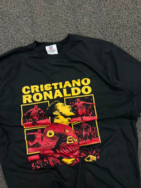Cristiano Ronaldo Graphic Print Black T-Shirt – Football Fan Tee