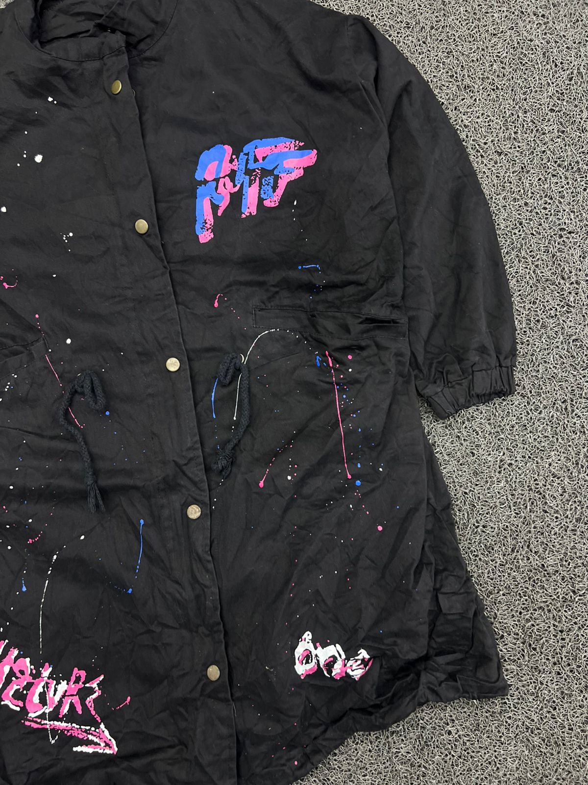 Retro 90s Graffiti Paint Splatter Black Jacket