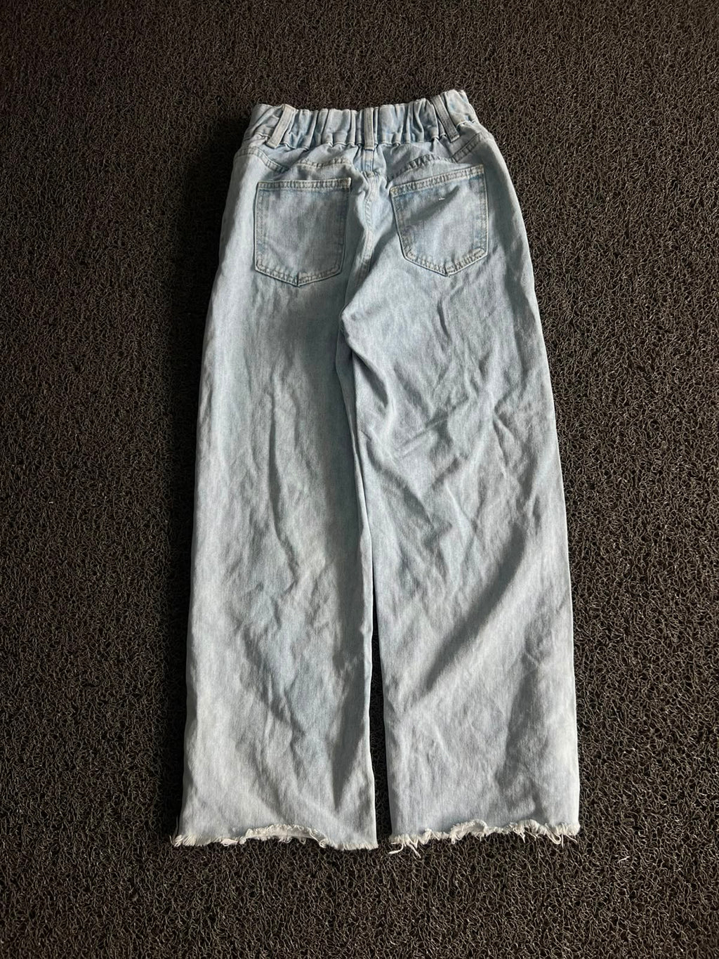Raw Hem Light Wash Wide Leg Jeans