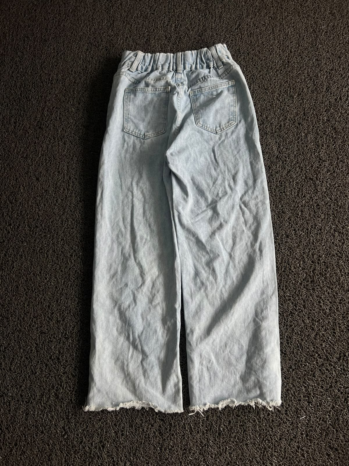 Raw Hem Light Wash Wide Leg Jeans