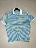 Vintage Blue & Mint Striped Polo T-Shirt