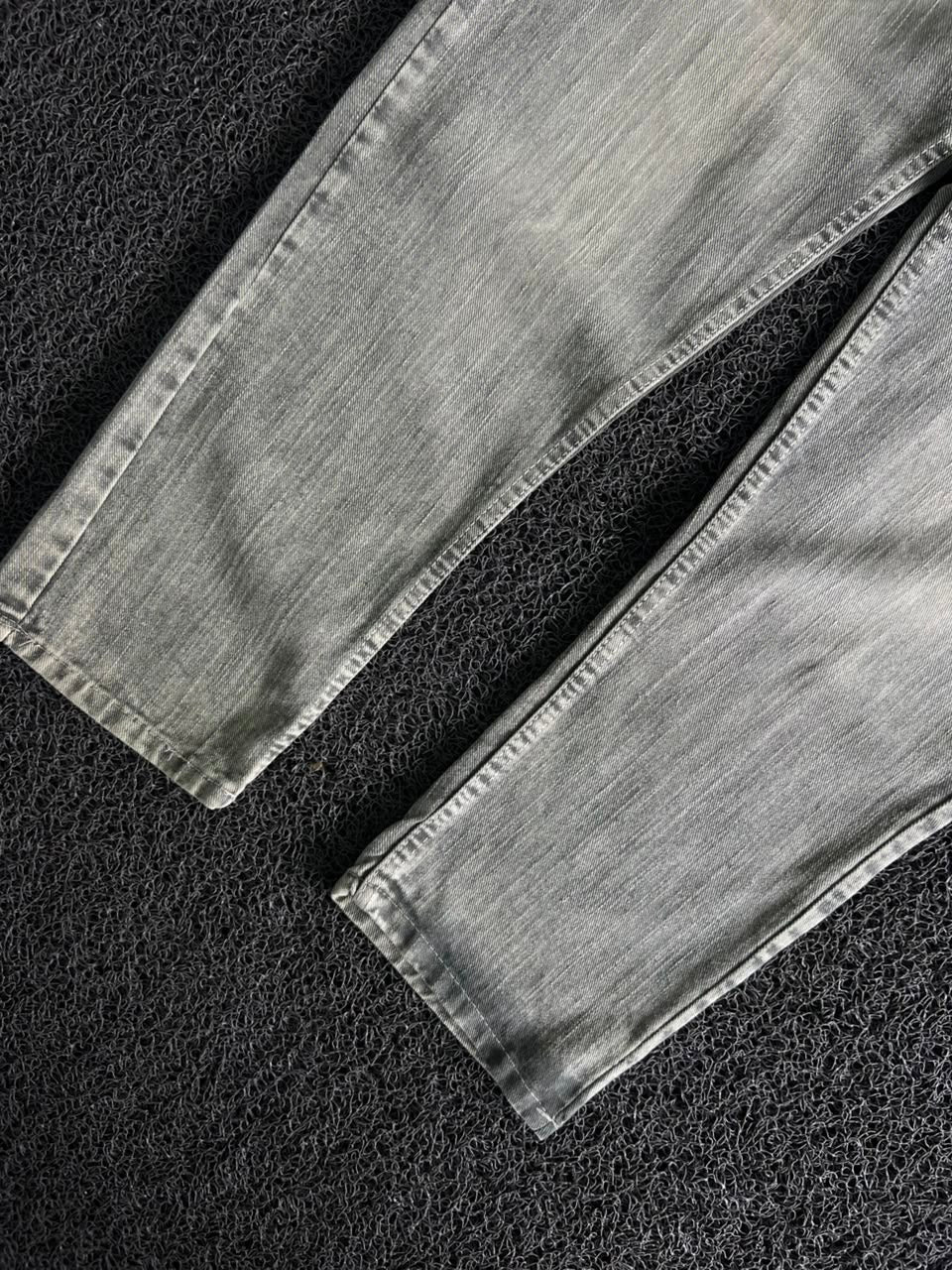Men's Vintage Washed Grey Straight Fit Denim Jeans