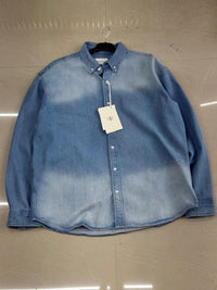 Oversized Washed Denim Button-Down Shirt