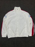 Vintage White Track Jacket with Red Sleeve Stripes