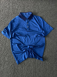 Men's Blue Solid Polo T-Shirt with Contrast Navy Collar