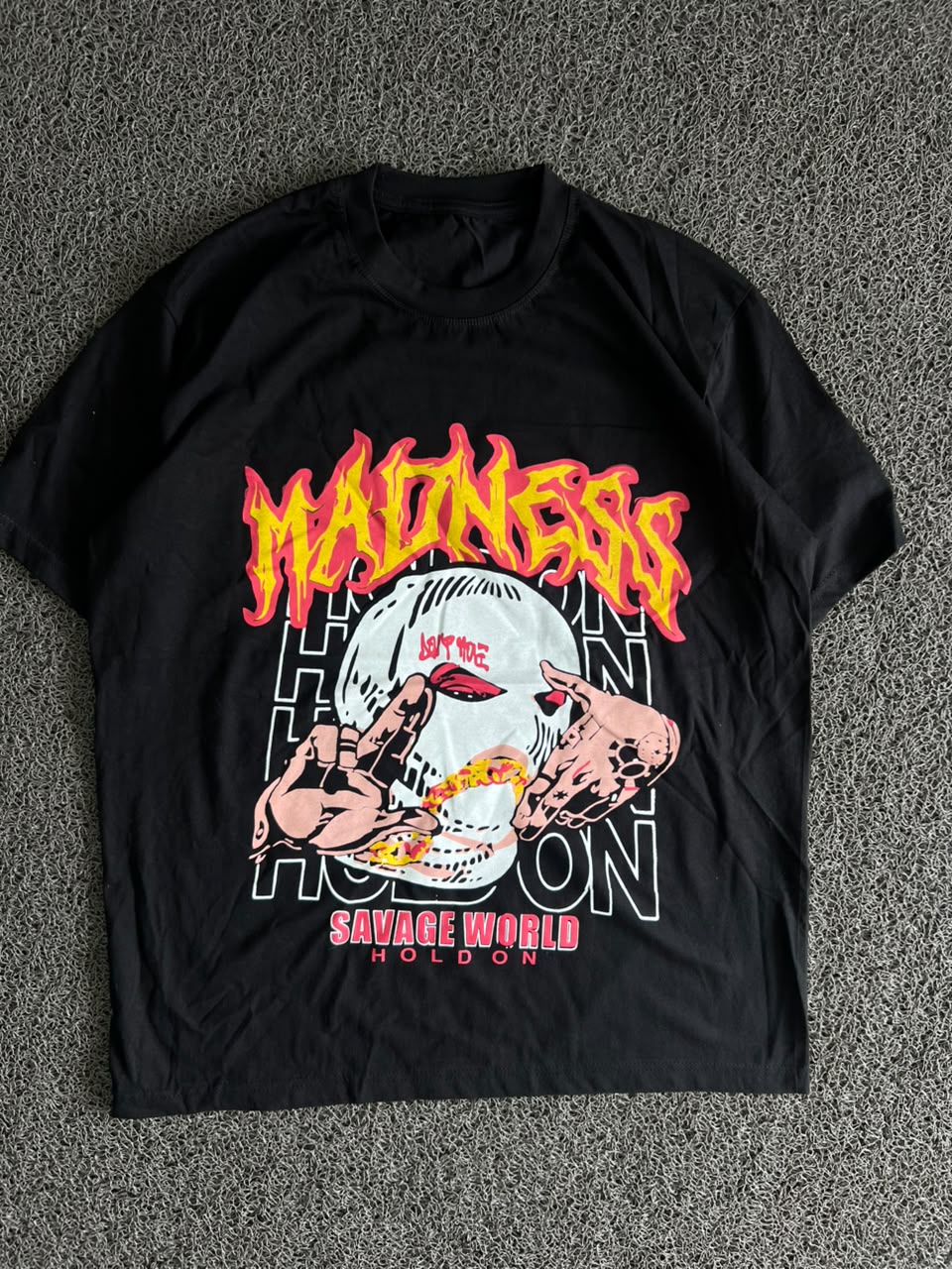 Madness Horror Graphic Oversized Black T-Shirt
