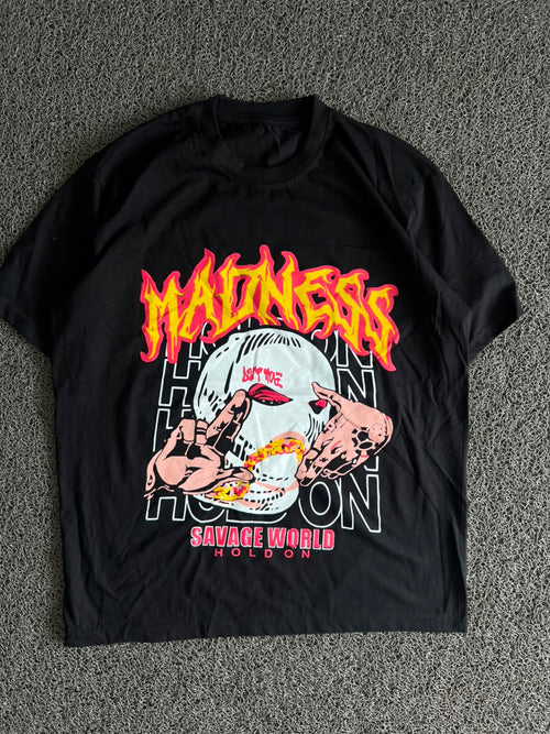 Madness Horror Graphic Oversized Black T-Shirt