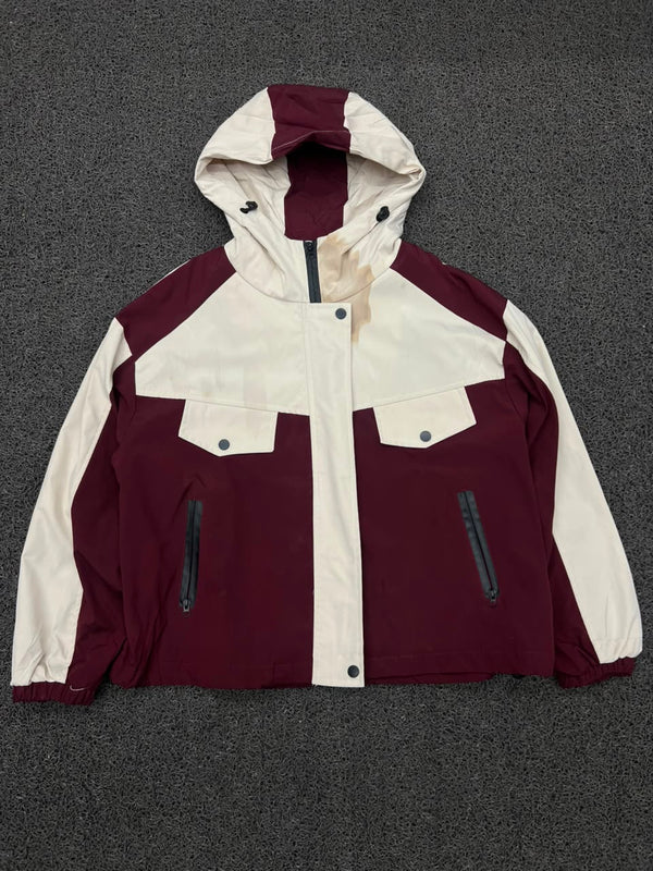 Vintage Hooded Color Block Outdoor Jacket ⚠️ Small Stains
